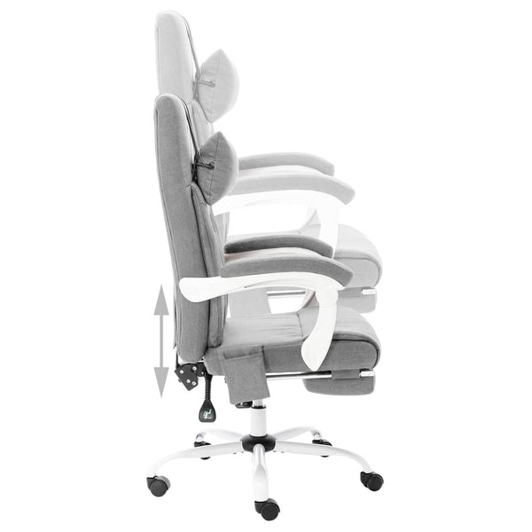 vidaXL Massage Office Chair Grey Fabric