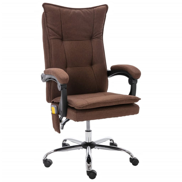vidaXL Massage Office Chair Brown Fabric
