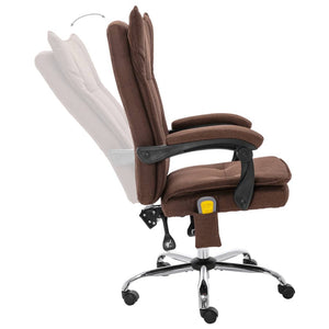 vidaXL Massage Office Chair Brown Fabric