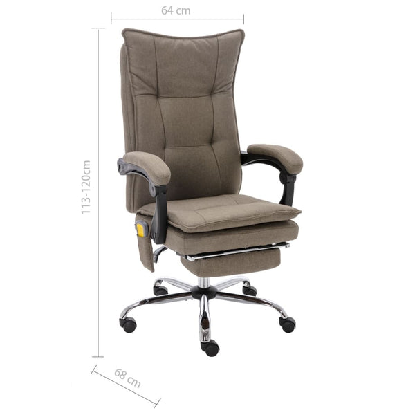 vidaXL Massage Office Chair Taupe Fabric