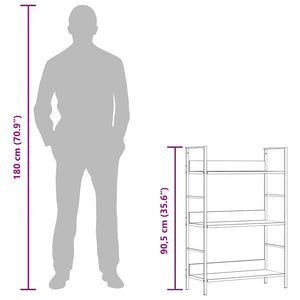 vidaXL Bookshelf with 3 Shelves Black 60x27.6x90.5 cm Engineered Wood