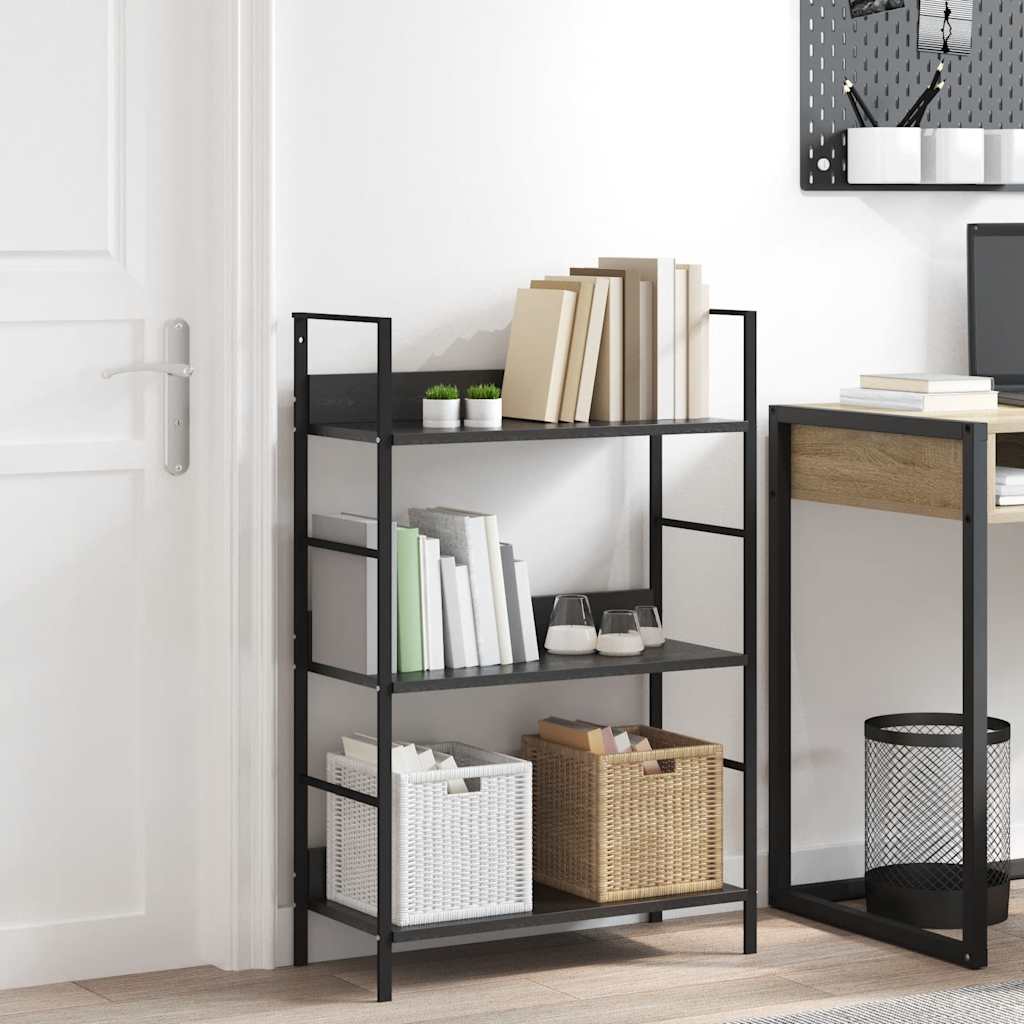 vidaXL Bookshelf with 3 Shelves Black 60x27.6x90.5 cm Engineered Wood