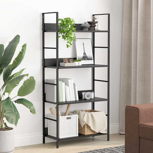 vidaXL Bookcase with 4 Shelves Black 60x27.6x124.5 cm Engineered Wood