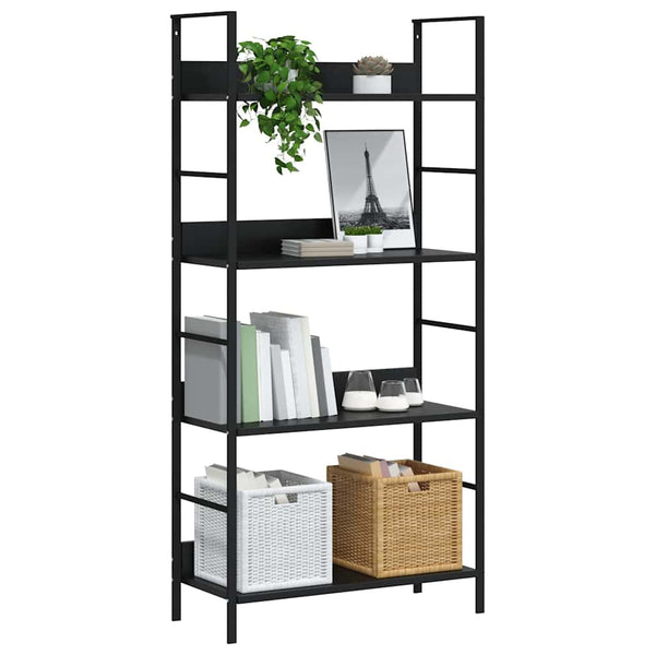vidaXL Bookcase with 4 Shelves Black 60x27.6x124.5 cm Engineered Wood