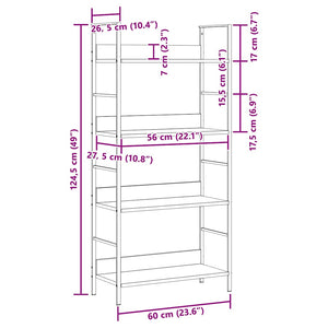 vidaXL Bookcase with 4 Shelves Black 60x27.6x124.5 cm Engineered Wood