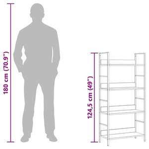 vidaXL Bookcase with 4 Shelves Black 60x27.6x124.5 cm Engineered Wood