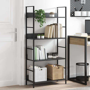 vidaXL Bookcase with 4 Shelves Black 60x27.6x124.5 cm Engineered Wood