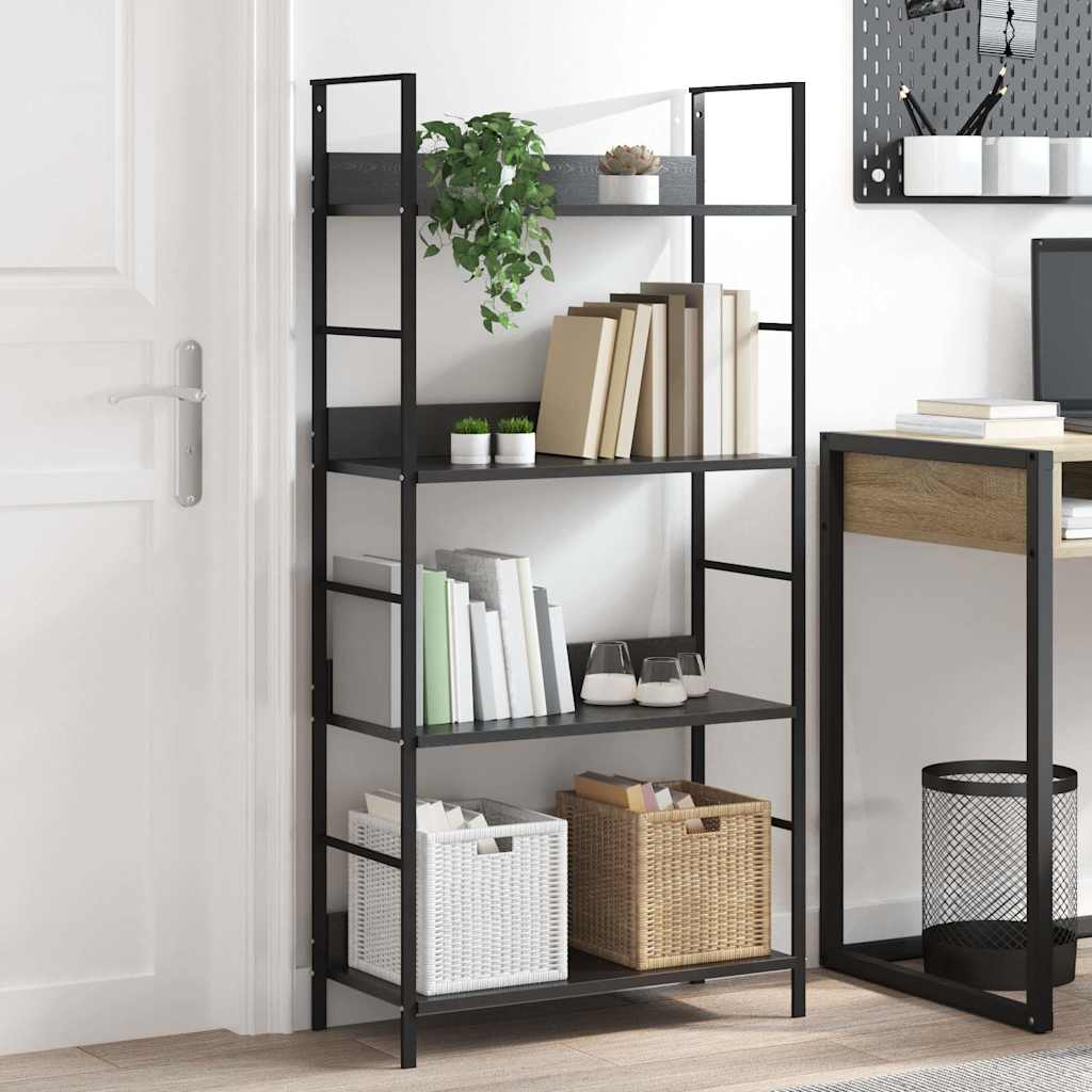 vidaXL Bookcase with 4 Shelves Black 60x27.6x124.5 cm Engineered Wood