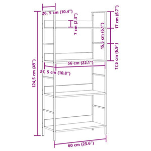 vidaXL Bookcase with 4 Shelves White 60x27.6x124.5 cm Engineered Wood