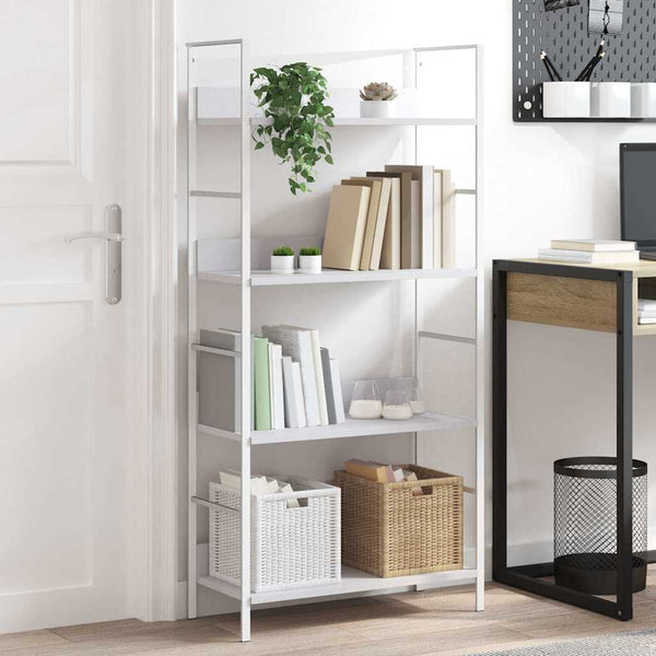 vidaXL Bookcase with 4 Shelves White 60x27.6x124.5 cm Engineered Wood