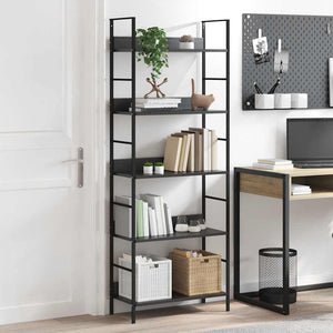 vidaXL Bookcase 5 Tiers Black 60x27.6x158.5 cm Engineered Wood