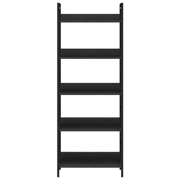 vidaXL Bookcase 5 Tiers Black 60x27.6x158.5 cm Engineered Wood