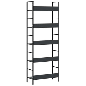 vidaXL Bookcase 5 Tiers Black 60x27.6x158.5 cm Engineered Wood