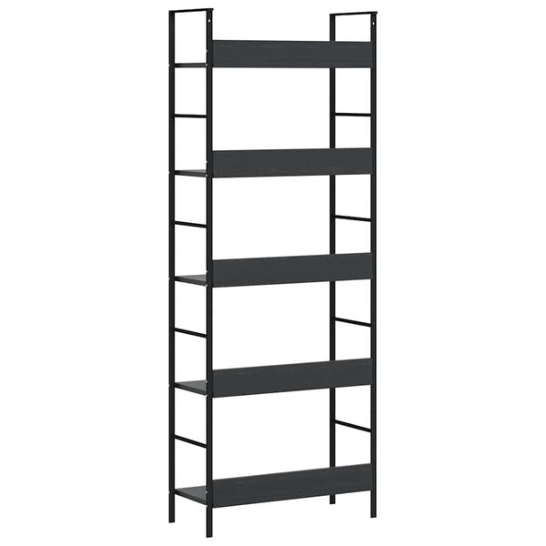 vidaXL Bookcase 5 Tiers Black 60x27.6x158.5 cm Engineered Wood