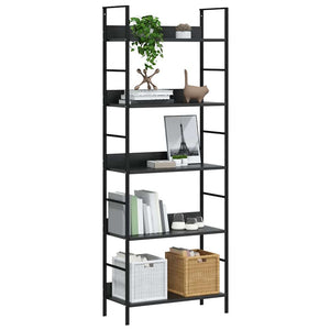 vidaXL Bookcase 5 Tiers Black 60x27.6x158.5 cm Engineered Wood