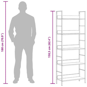 vidaXL Bookcase 5 Tiers Black 60x27.6x158.5 cm Engineered Wood