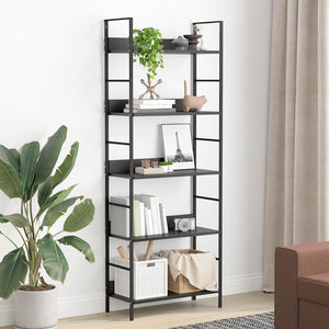 vidaXL Bookcase 5 Tiers Black 60x27.6x158.5 cm Engineered Wood