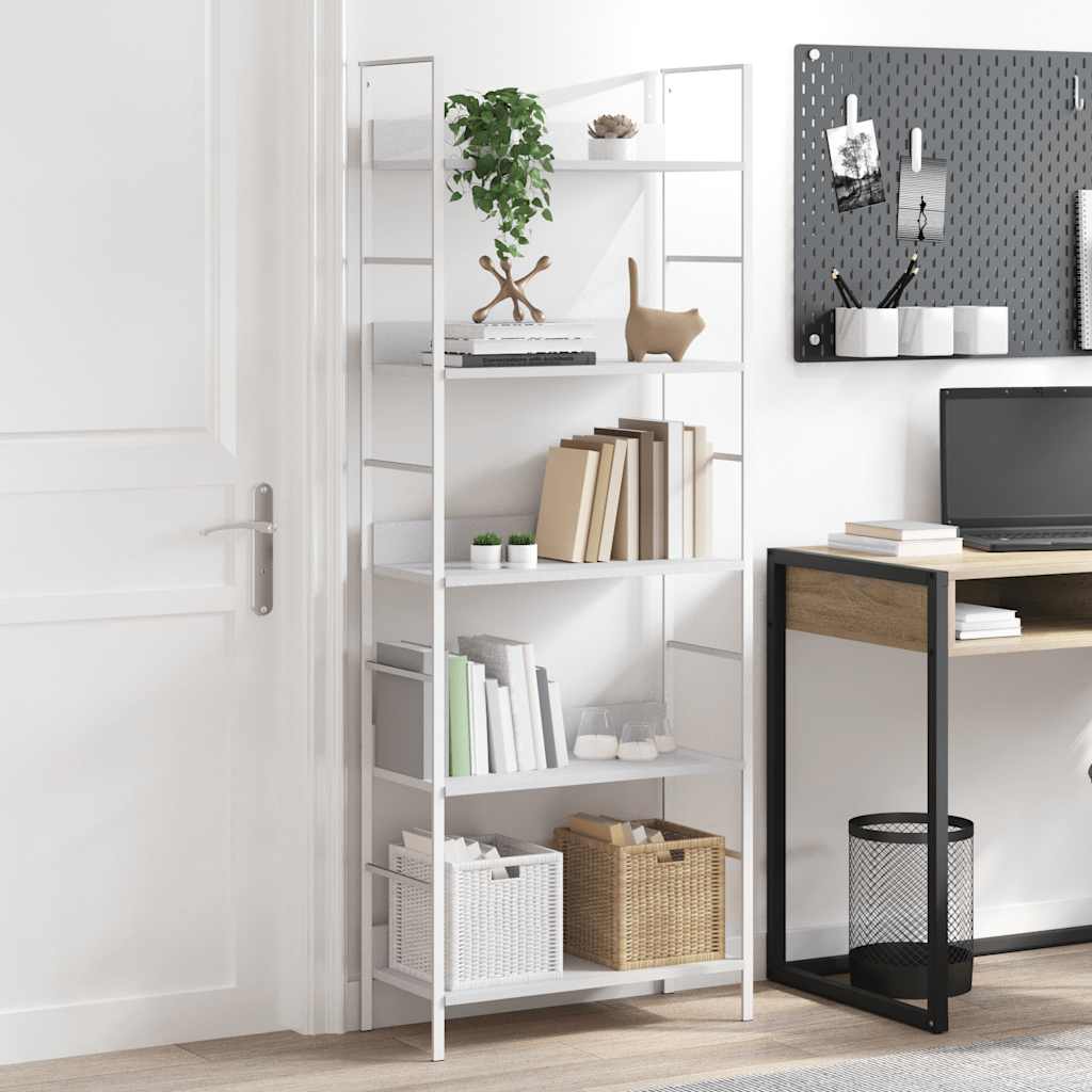 vidaXL Bookcase 5 Shelves White 60x27.6x158.5 cm Engineered Wood