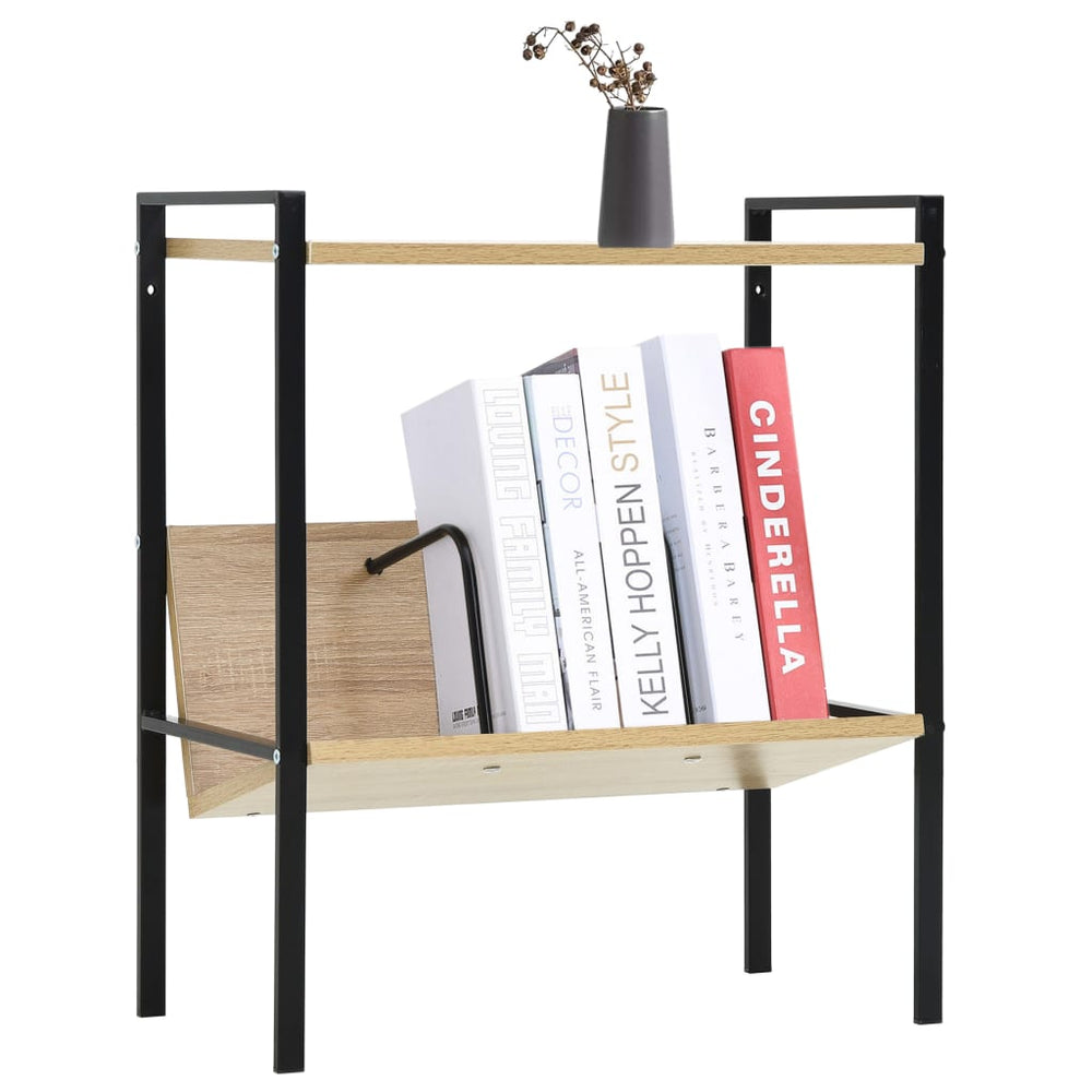 vidaXL Bookcase 2 Shelves Black Oak 52x28x59cm Engineered Wood