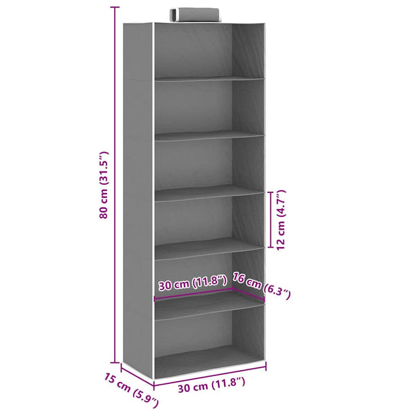 vidaXL Hanging Closet Organizers 2 pcs with 6 Compartments Fabric