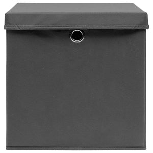 vidaXL Storage Boxes with Lids 4 pcs. Grey 32x32x32 cm Fabric
