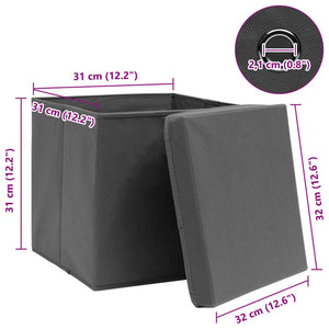 vidaXL Storage Boxes with Lids 4 pcs. Grey 32x32x32 cm Fabric