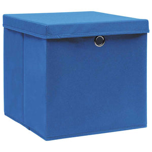 vidaXL Storage Boxes with Lids 4 pcs. Blue 32x32x32 cm Fabric