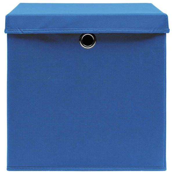vidaXL Storage Boxes with Lids 4 pcs. Blue 32x32x32 cm Fabric