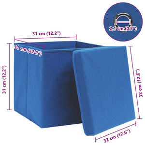 vidaXL Storage Boxes with Lids 10 pcs Blue 32x32x32 cm Fabric