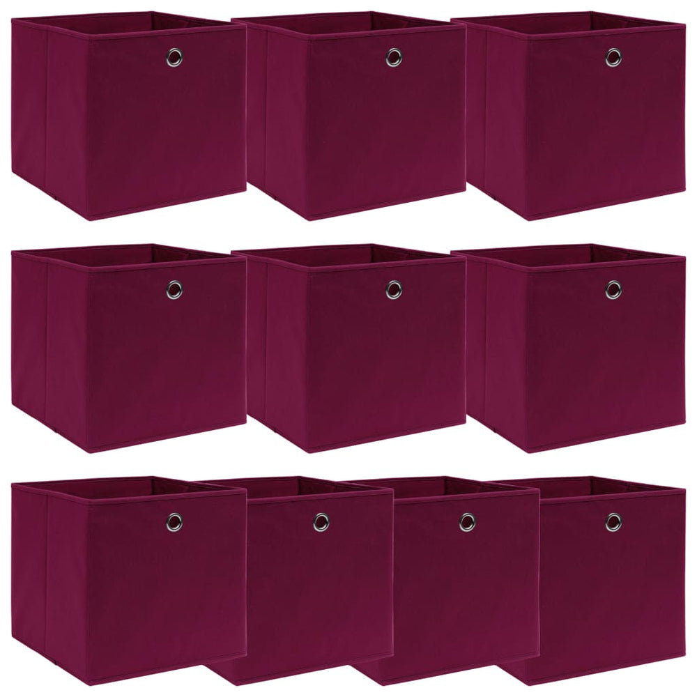 vidaXL Storage Boxes 10 pcs. Dark Red 32x32x32 cm Fabric