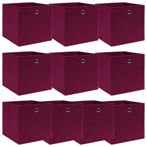 vidaXL Storage Boxes 10 pcs. Dark Red 32x32x32 cm Fabric