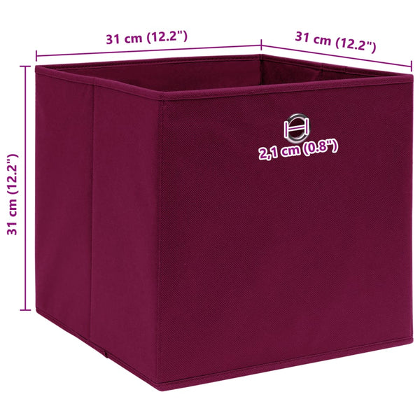 vidaXL Storage Boxes 10 pcs. Dark Red 32x32x32 cm Fabric