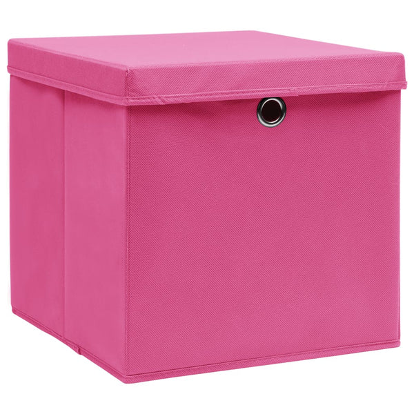 vidaXL Storage Boxes with Lids 4 pcs. Pink 32x32x32 cm Fabric