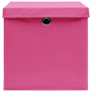 vidaXL Storage Boxes with Lids 4 pcs. Pink 32x32x32 cm Fabric