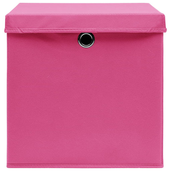 vidaXL Storage Boxes with Lids 4 pcs. Pink 32x32x32 cm Fabric