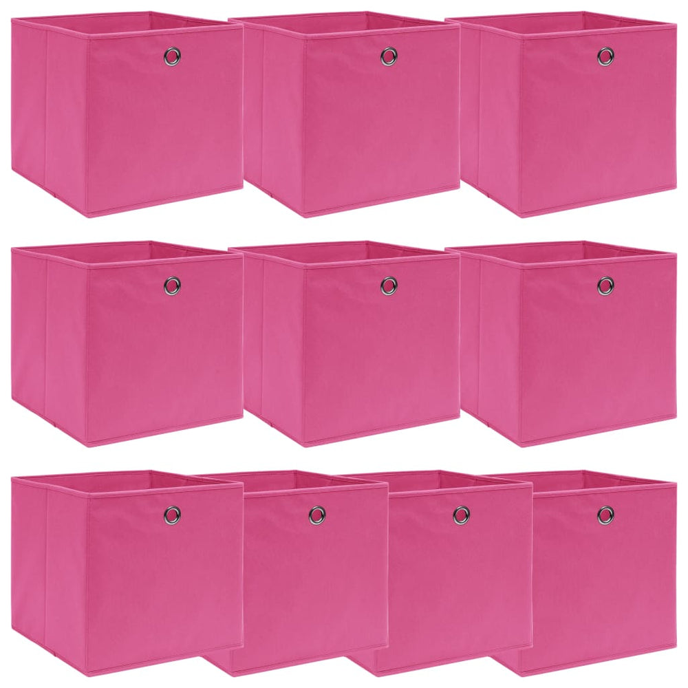 vidaXL Storage Boxes 10 pcs. Pink 32x32x32 cm Fabric