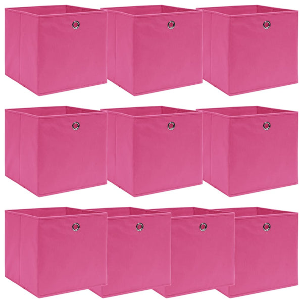 vidaXL Storage Boxes 10 pcs. Pink 32x32x32 cm Fabric