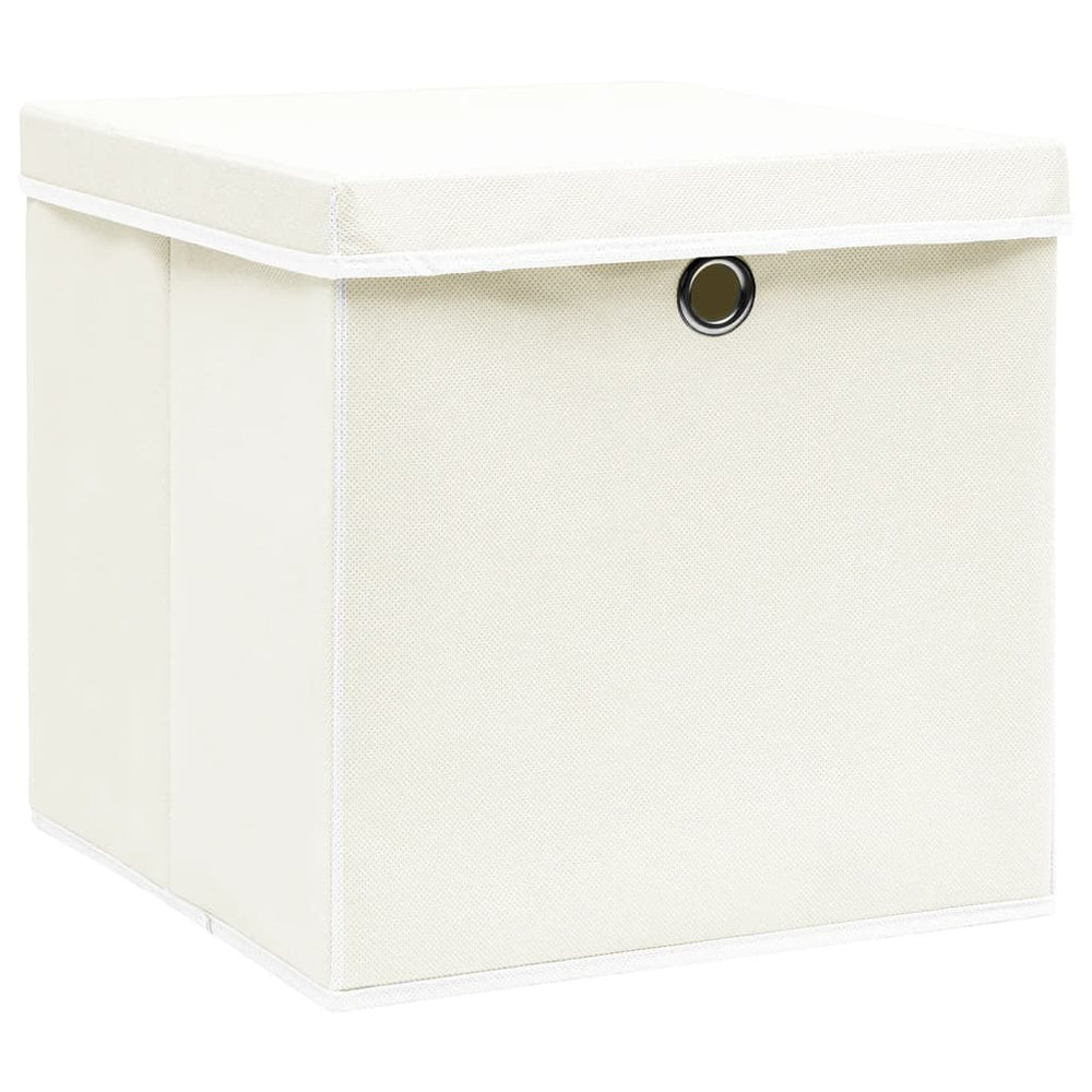 vidaXL Storage Boxes with Lids 4 pcs. White 32x32x32 cm Fabric