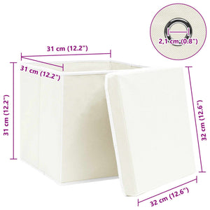 vidaXL Storage Boxes with Lids 4 pcs. White 32x32x32 cm Fabric