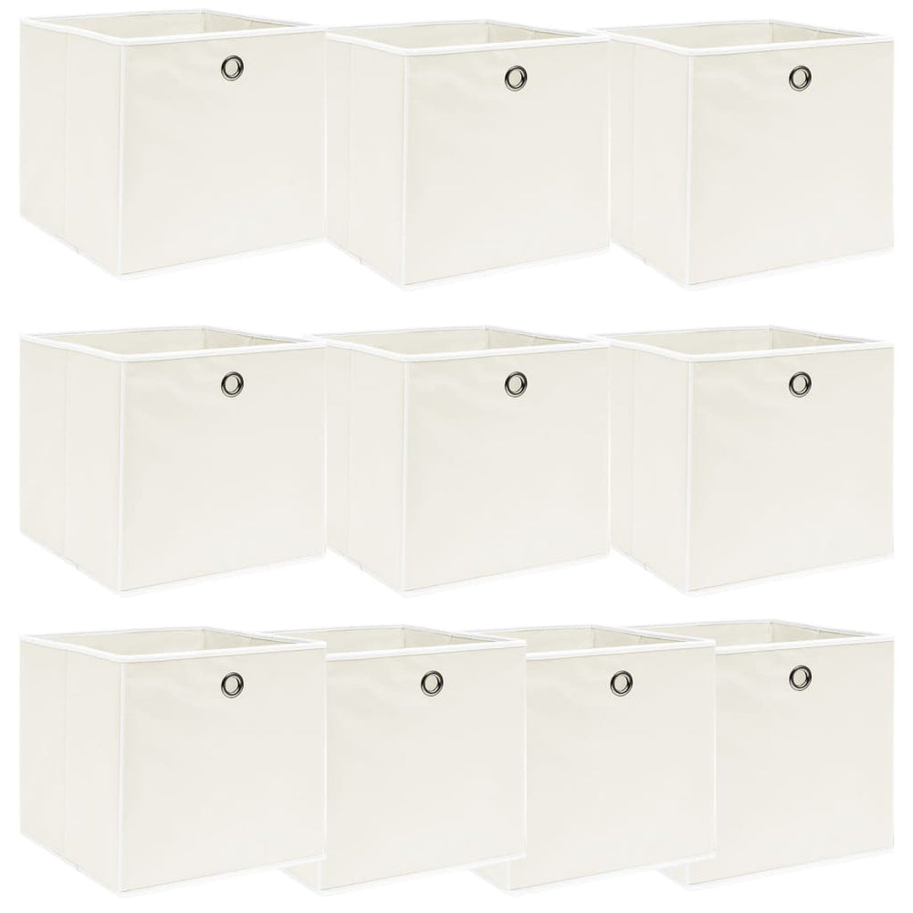vidaXL Storage Boxes 10 pcs. White 32x32x32 cm Fabric