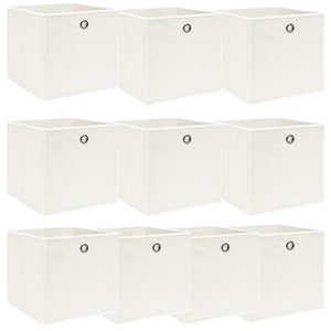vidaXL Storage Boxes 10 pcs. White 32x32x32 cm Fabric