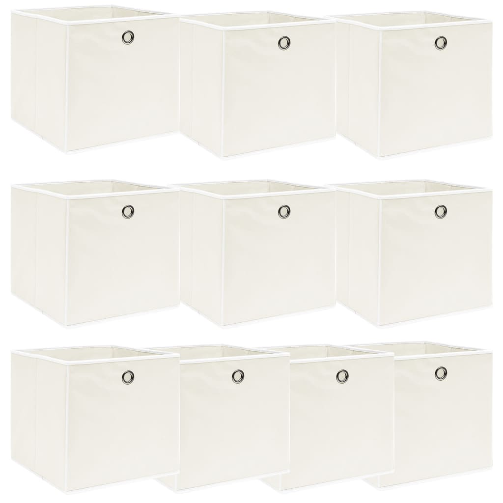 vidaXL Storage Boxes 10 pcs. White 32x32x32 cm Fabric