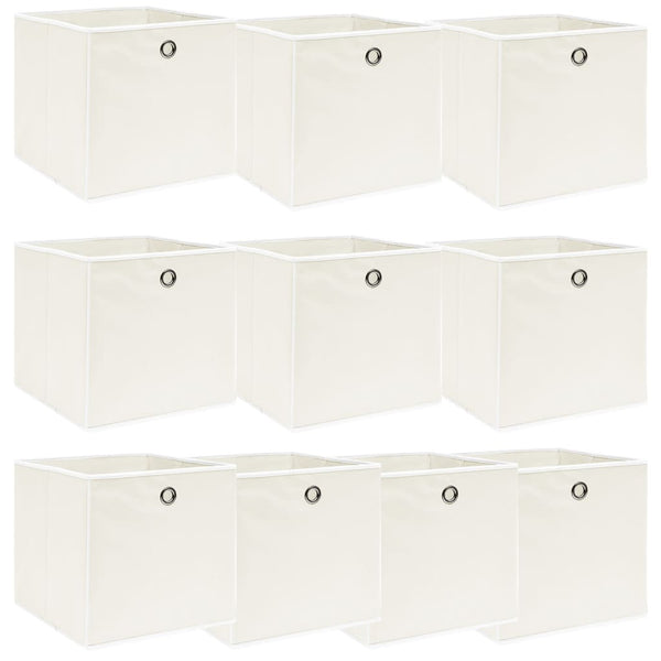 vidaXL Storage Boxes 10 pcs. White 32x32x32 cm Fabric