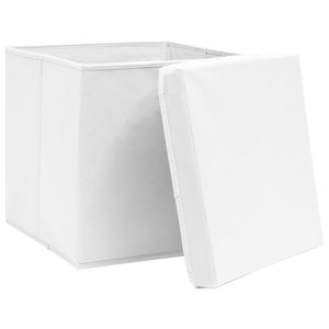 vidaXL Storage Boxes with Lids 10 pcs. White 32x32x32 cm Fabric