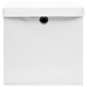 vidaXL Storage Boxes with Lids 10 pcs. White 32x32x32 cm Fabric