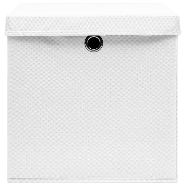 vidaXL Storage Boxes with Lids 10 pcs. White 32x32x32 cm Fabric