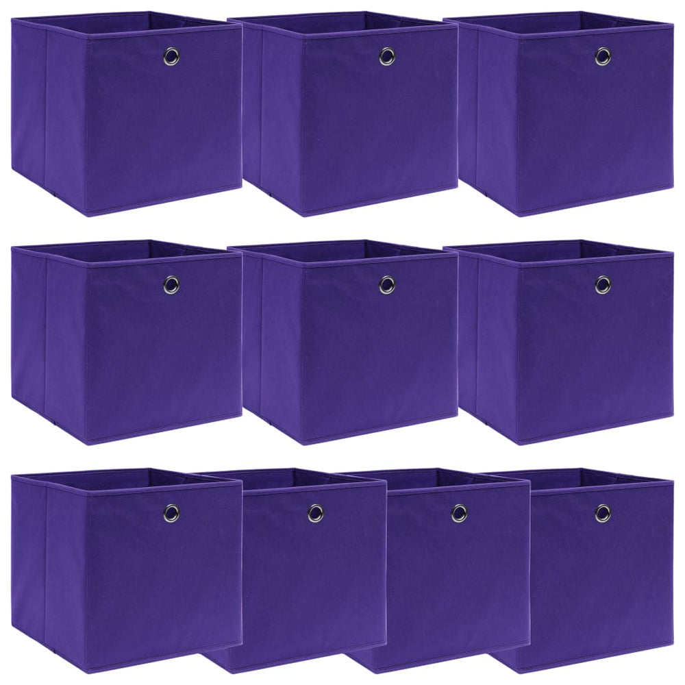 vidaXL Storage Boxes 10 pcs. Purple 32x32x32 cm Fabric