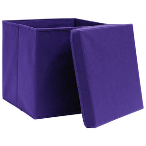 vidaXL Storage Boxes with Lids 10 pcs. Purple 32x32x32 cm Fabric