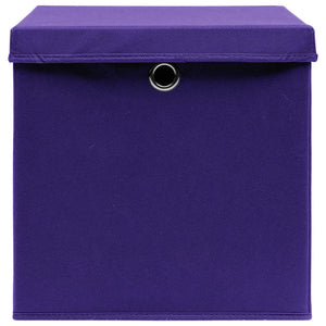 vidaXL Storage Boxes with Lids 10 pcs. Purple 32x32x32 cm Fabric