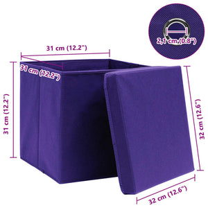 vidaXL Storage Boxes with Lids 10 pcs. Purple 32x32x32 cm Fabric